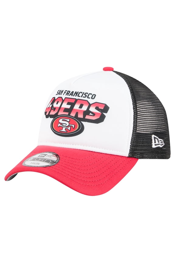 Youth New Era White/Scarlet San Francisco 49ers Streak 9FORTY A-Frame Adjustable Hat