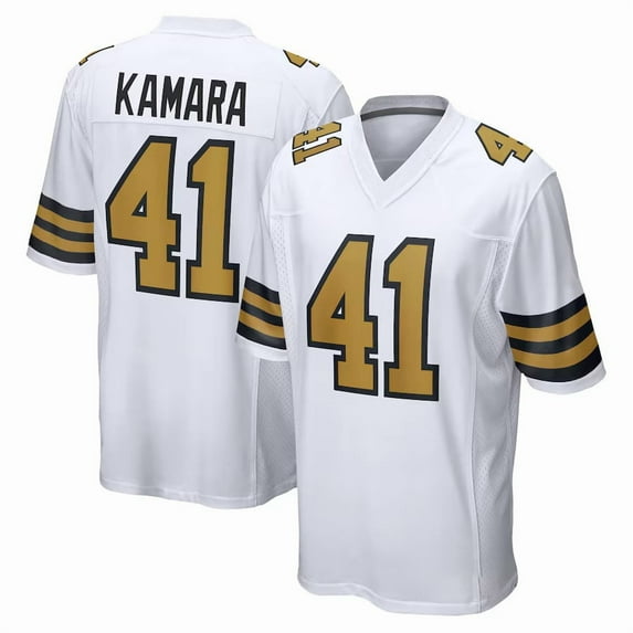 Youth New Orleans Kamara 41 White Alternate Stitched T-Shirts Sports Player Game Top, X-Large