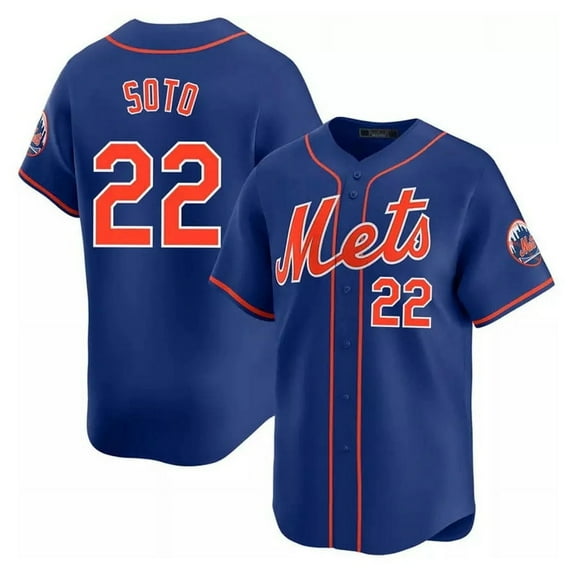Youth New York M Team #22 Soto T-Shirt Uniform, Athletic Casual Button Down Short Sleeve-Royal1-Yth M