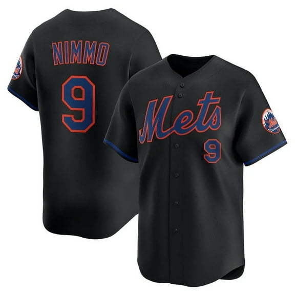 Youth New York M Team #9 Nimmo T-Shirt Uniform, Athletic Casual Button Down Short Sleeve-Black-Yth M