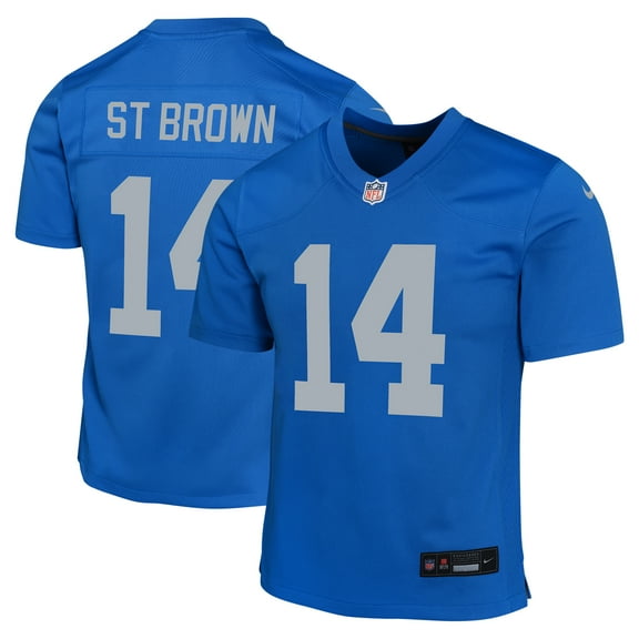 Youth Nike Amon-Ra St. Brown Blue Detroit Lions Game Jersey