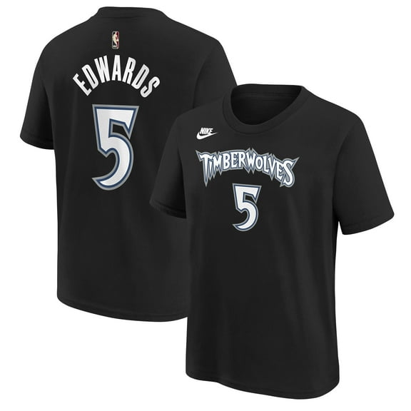 Youth Nike Anthony Edwards Black Minnesota Timberwolves Name & Number T-Shirt - Classic Edition