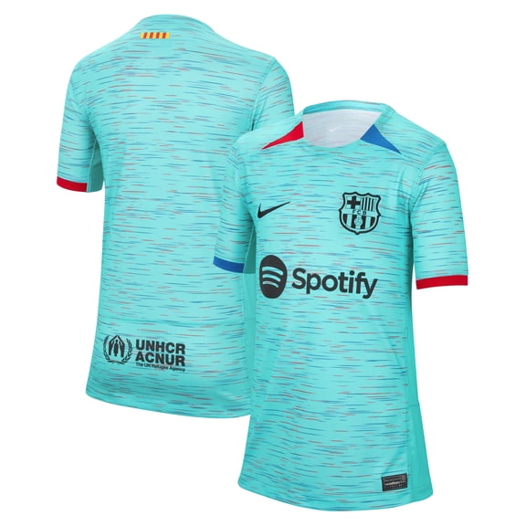 Youth Nike  Aqua Barcelona 2023/24 Third Replica Jersey