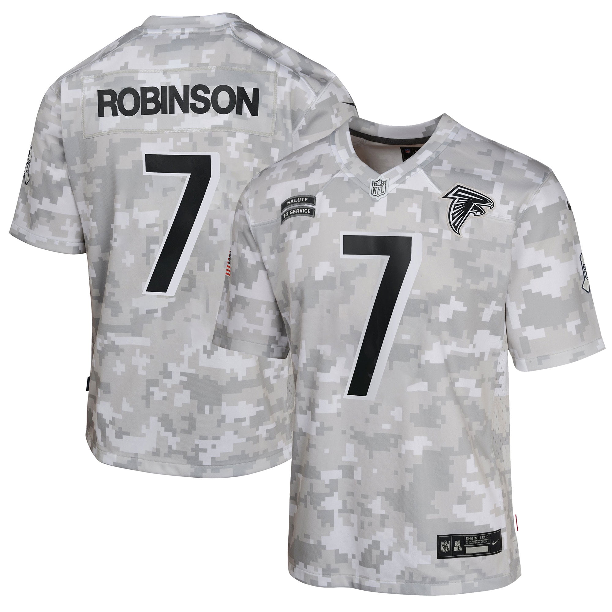 Youth Nike Bijan Robinson Arctic Camo Atlanta Falcons 2024 Salute to