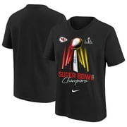 Youth Nike  Black Kansas City Chiefs Super Bowl LVIII Champions Lombardi Trophy T-Shirt