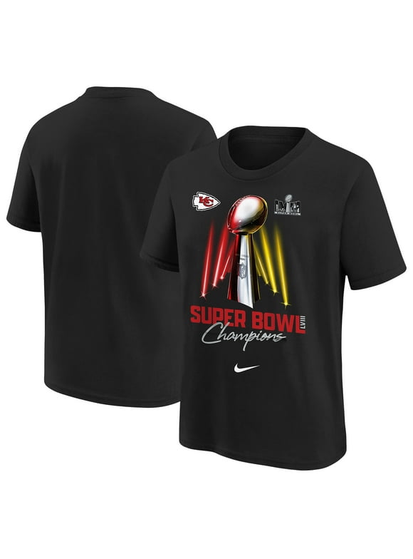 Youth Nike  Black Kansas City Chiefs Super Bowl LVIII Champions Lombardi Trophy T-Shirt
