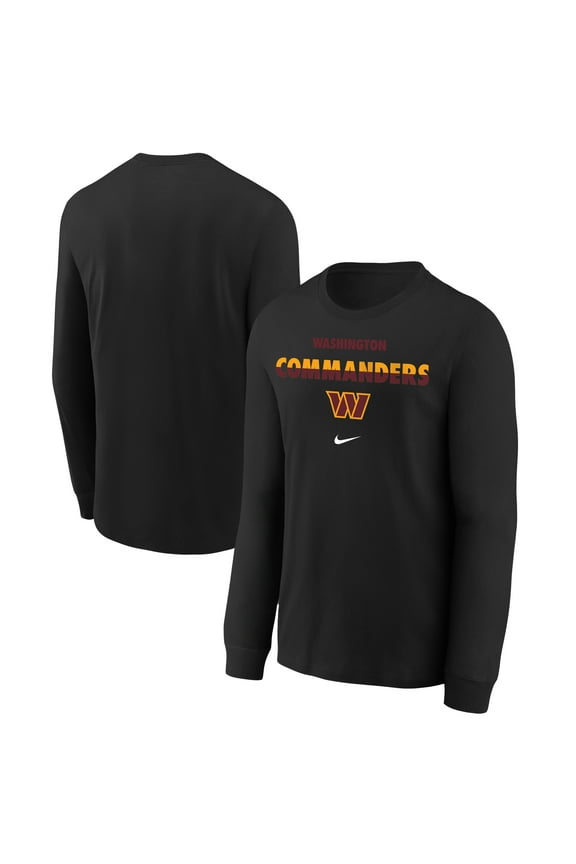 Youth Nike Black Washington Commanders Team Color Split Long Sleeve T-Shirt