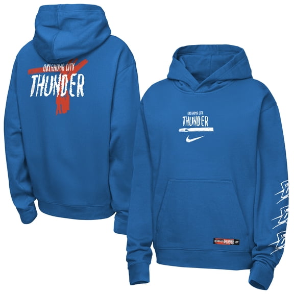 Youth Nike Blue Oklahoma City Thunder Courtside Club Premiere Hoodie