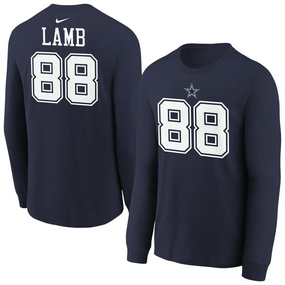 Youth Nike CeeDee Lamb Navy Dallas Cowboys Player Name & Number Long Sleeve T-Shirt