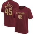 thumbnail image 1 of Youth Nike Donovan Mitchell Wine Cleveland Cavaliers Icon Edition Name & Number T-Shirt, 1 of 3