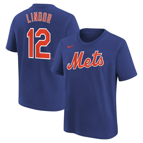Youth Nike Francisco Lindor Royal New York Mets Home Player Name & Number T-Shirt