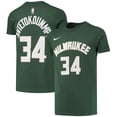 thumbnail image 1 of Youth Nike Giannis Antetokounmpo Hunter Green Milwaukee Bucks Logo Name & Number Performance T-Shirt, 1 of 3