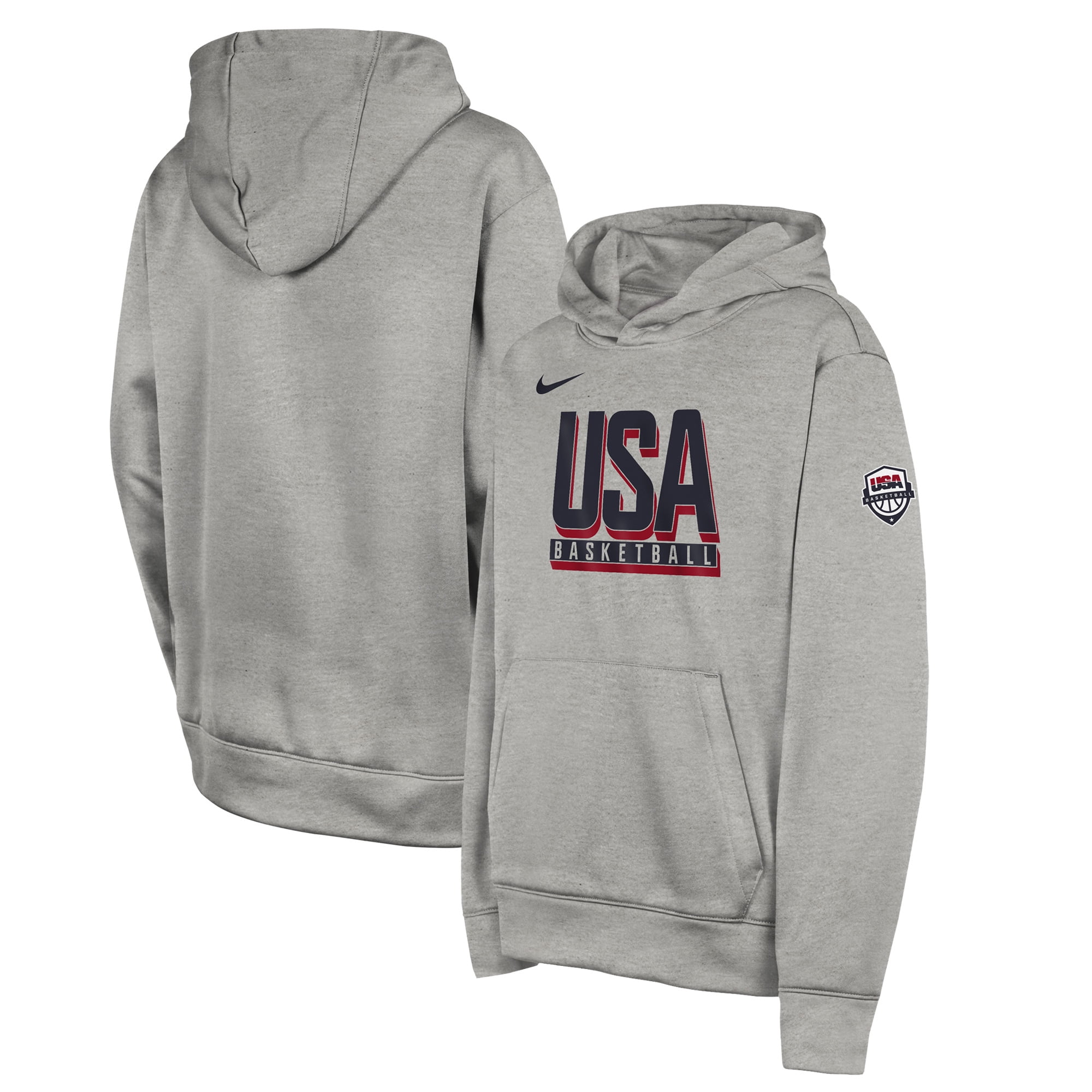 Youth Nike Heather Gray USA Basketball Authentic Practice Club Pullover Hoodie Walmart