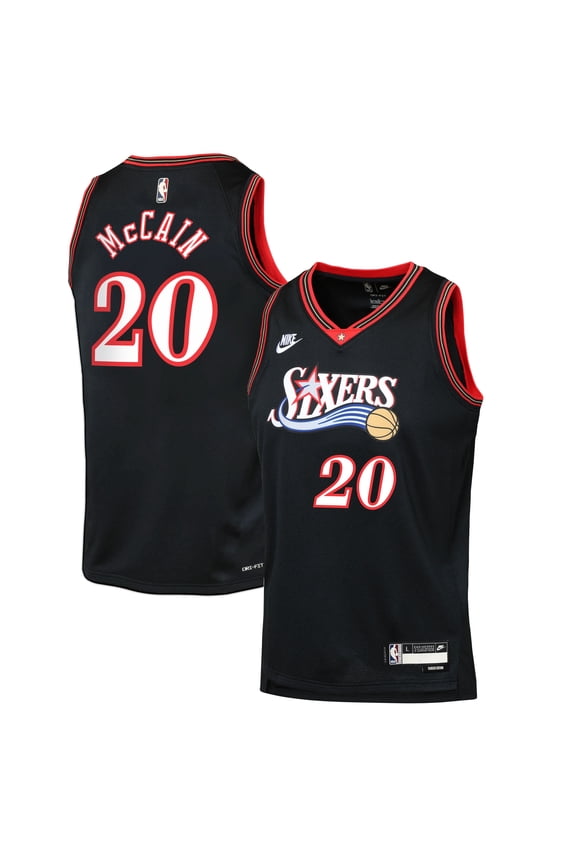 Youth Nike Jared McCain Black Philadelphia 76ers Swingman Jersey - Classic Edition