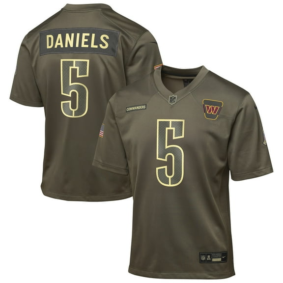 Youth Nike Jayden Daniels Olive Washington Commanders 2025 Salute to Service Game Jersey