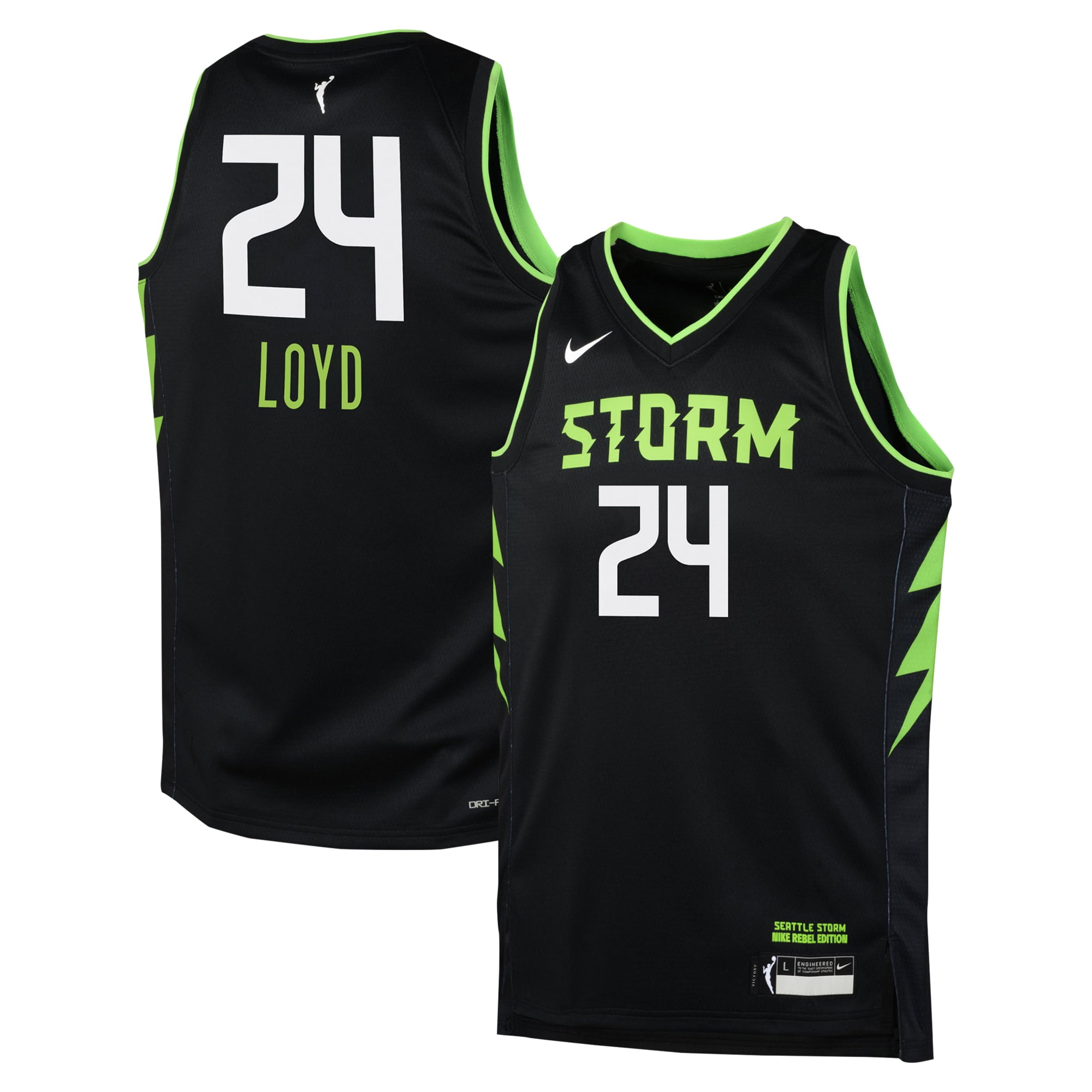 Youth Nike Jewell Loyd Black Seattle Storm 2024Rebel Edition Jersey
