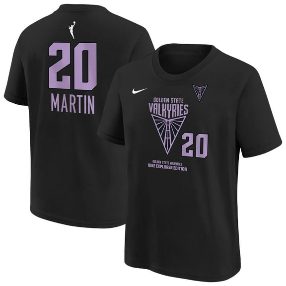 Youth-Nike Kate Martin Eclipse Black Golden State Valkyries Explorer Edition Name & Number T-Shirt