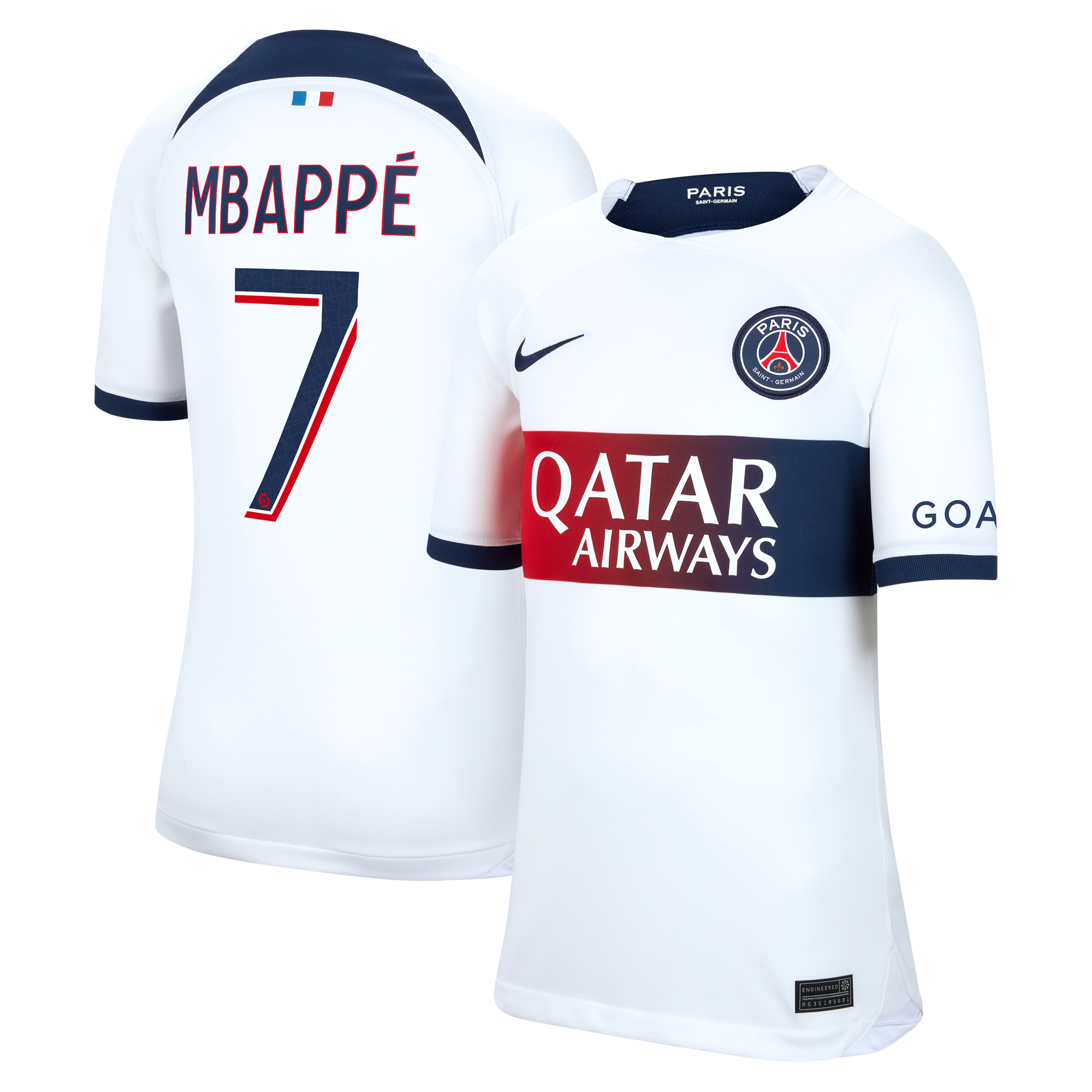 Youth Nike Kylian Mbappe White Paris SaintGermain 2023/24 Away Stadium