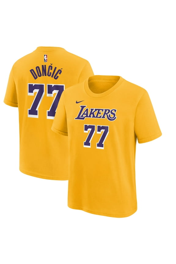 Youth Nike Luka Don-i- Gold Los Angeles Lakers Player Name & Number T-Shirt