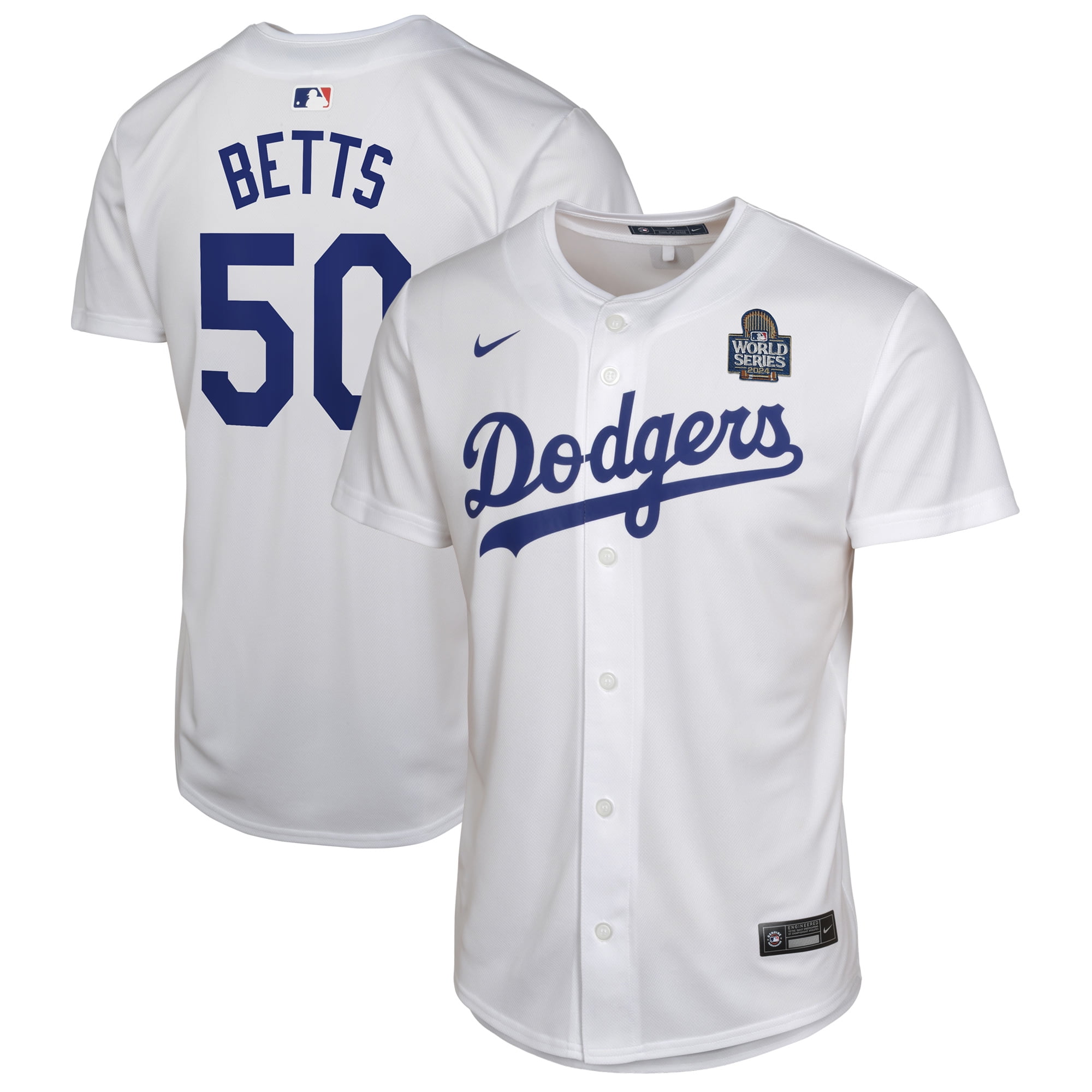 Youth Nike Mookie Betts White Los Angeles Dodgers 2024 World Series