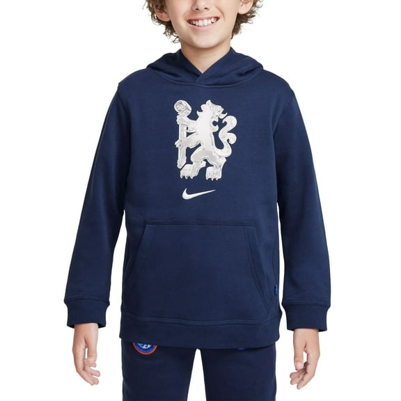 Youth Nike Navy Chelsea Club Pullover Hoodie