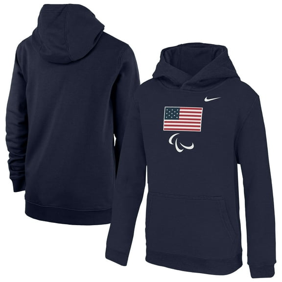 Youth Nike Navy U.S. Paralympics Primary Club Fleece Hoodie