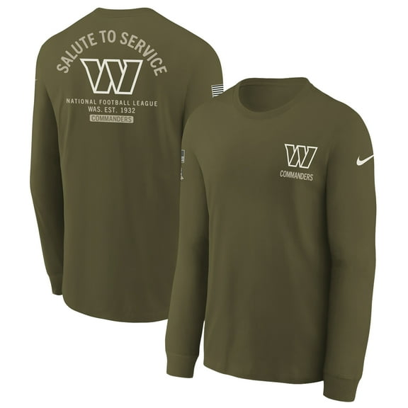 Youth Nike Olive Washington Commanders 2025 Salute to Service Sideline Long Sleeve T-Shirt