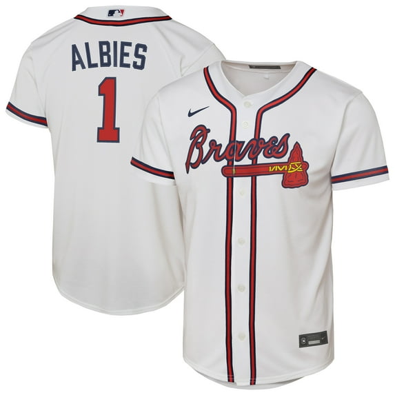 Youth Nike Ozzie Albies White Atlanta Braves Home Replica Player Jersey