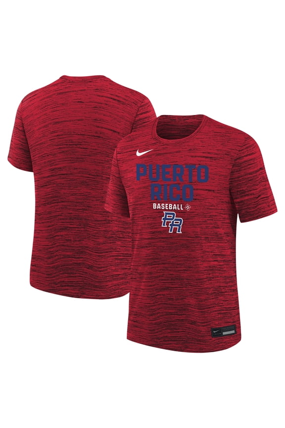 Youth Nike Red Puerto Rico Baseball 2026 World Baseball Classic Authentic Collection Velocity Dri-FIT T-Shirt
