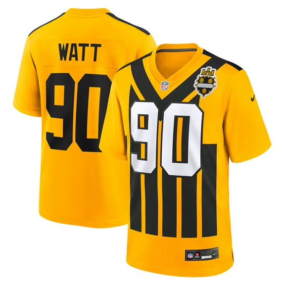 Men's Nike T.J. Watt Gold Pittsburgh Steelers Alternate 1933 Throwback Game Jersey