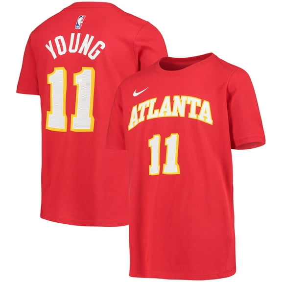 Youth Nike Trae Young Red Atlanta Hawks Logo Name & Number Performance T-Shirt
