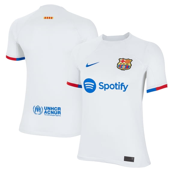 Youth Nike  White Barcelona 2023/24 Away Replica Jersey
