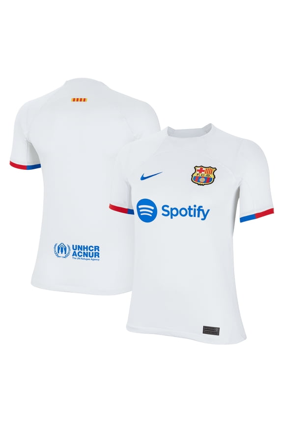 Youth Nike White Barcelona 2023/24 Away Replica Jersey