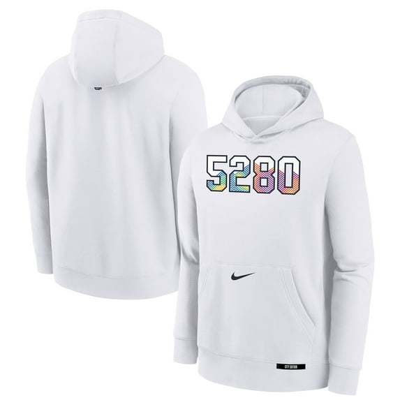 Youth Nike White Denver Nuggets 2024/25 City Edition Club Fleece Pullover Hoodie