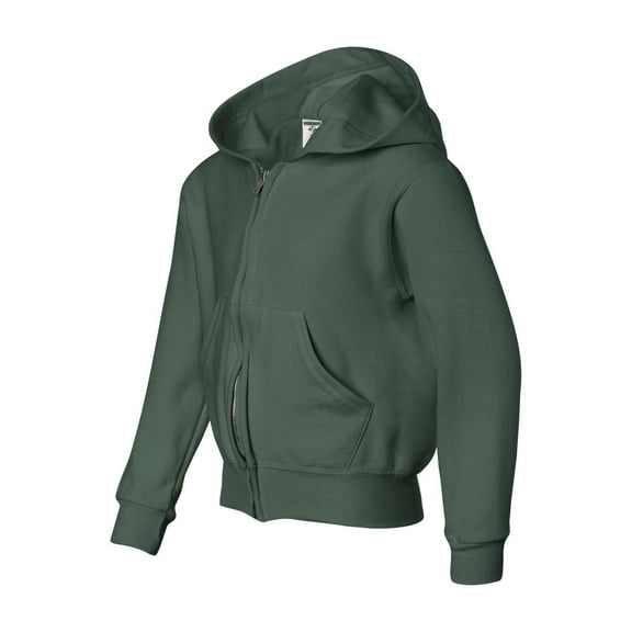 Youth NuBlend® Fleece Full-Zip Hooded Sweatshirt - FOREST GREEN - S
