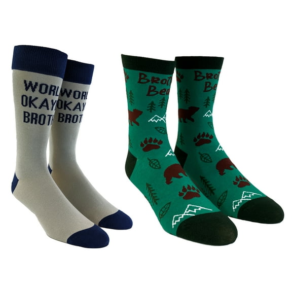 Youth Okayest Brother and Brother Bear Socks Funny Bundle 2-Pack