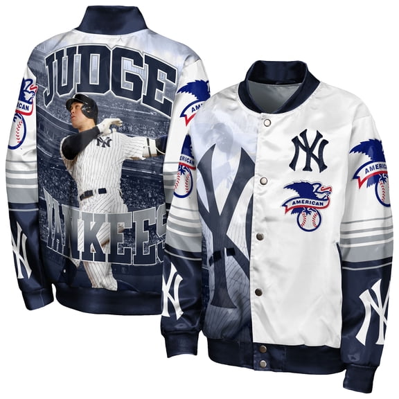 Youth Outerstuff Aaron Judge Navy New York Yankees Full-Snap Satin Lightweight Baseball Jacket