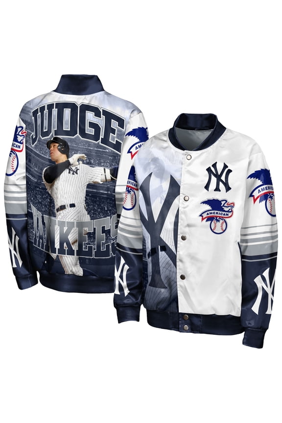 Youth Outerstuff Aaron Judge Navy New York Yankees Full-Snap Satin Lightweight Baseball Jacket