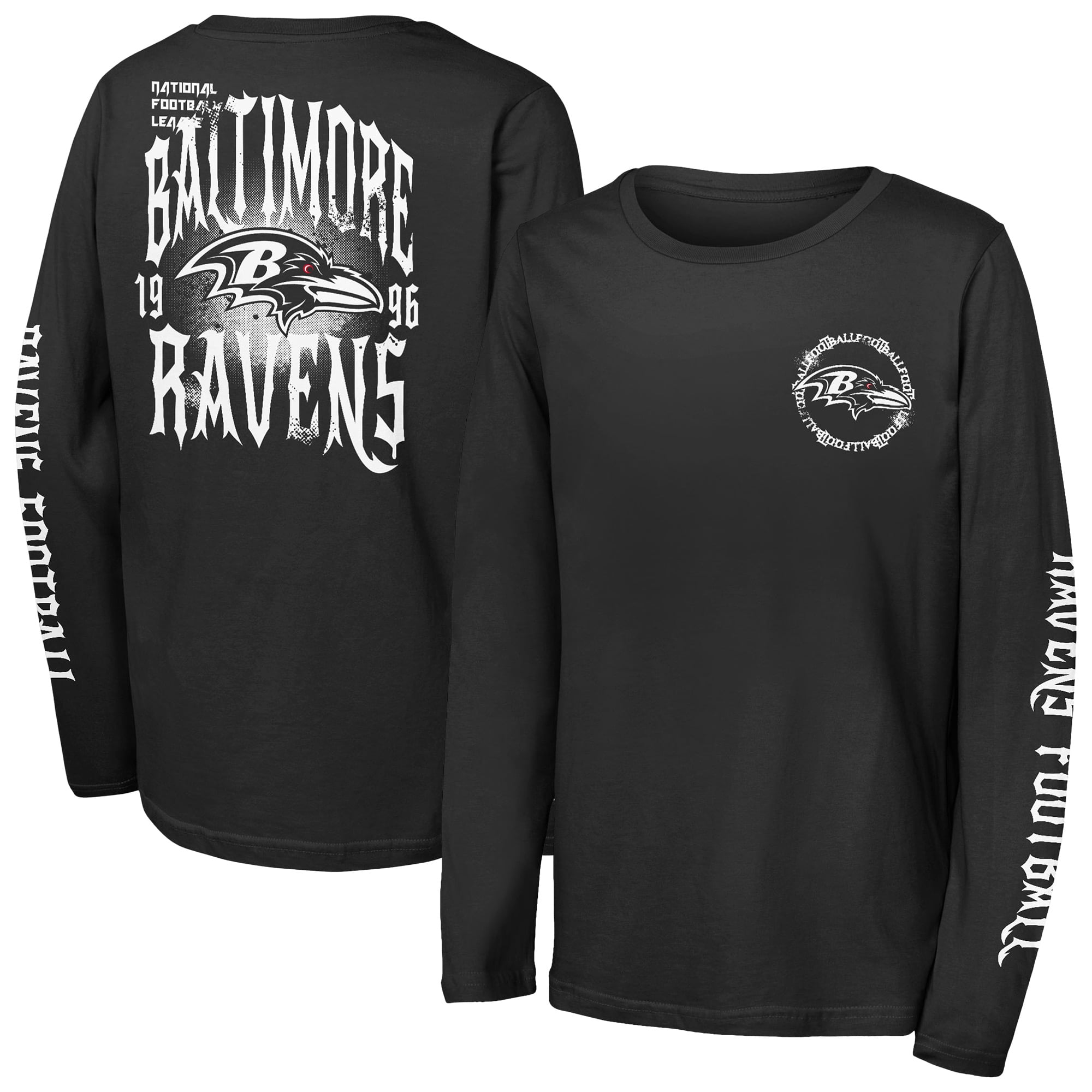 Youth Outerstuff Black Baltimore Ravens Rumble Long Sleeve T-Shirt ...