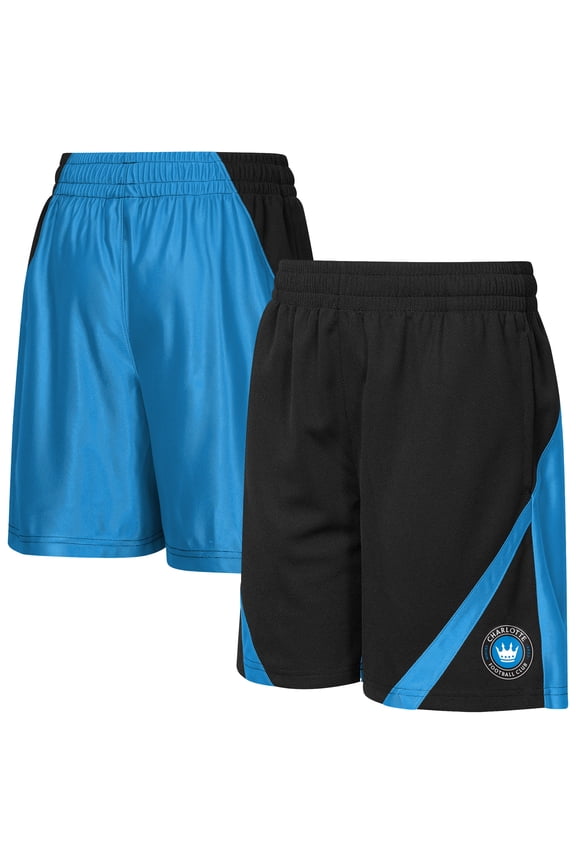 Youth Outerstuff Black/Blue Charlotte FC Color Blocked Shorts