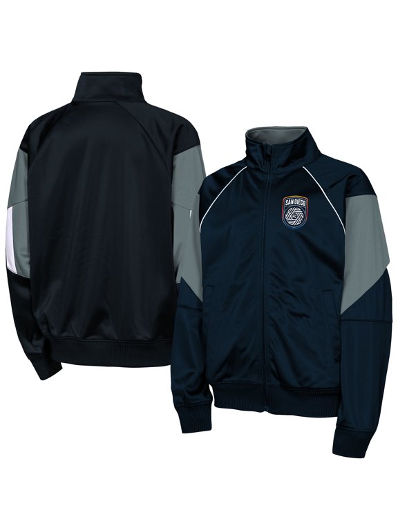 Youth Outerstuff Black/Gray San Diego FC Color Blocked Full-Zip Track Jacket