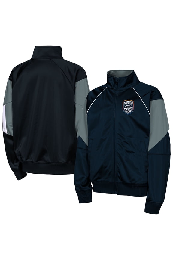 Youth Outerstuff Black/Gray San Diego FC Color Blocked Full-Zip Track Jacket