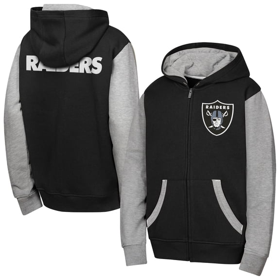 Youth Outerstuff Black Las Vegas Raiders Stadium Colorblock Full-Zip Hoodie