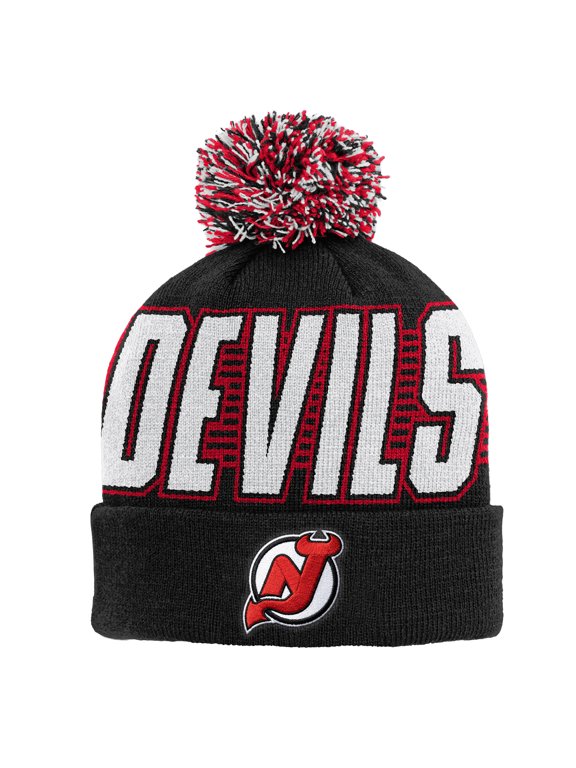 Youth Outerstuff Black New Jersey Devils Cuffed Knit Hat with Pom