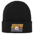 thumbnail image 1 of Youth Outerstuff  Black Pittsburgh Steelers Team Gradient Cuffed Knit Hat, 1 of 2