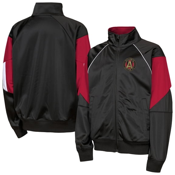 Youth Outerstuff Black/Red Atlanta United FC Color Blocked Full-Zip Track Jacket