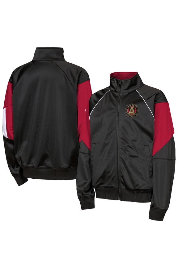 Youth Outerstuff Black/Red Atlanta United FC Color Blocked Full-Zip Track Jacket