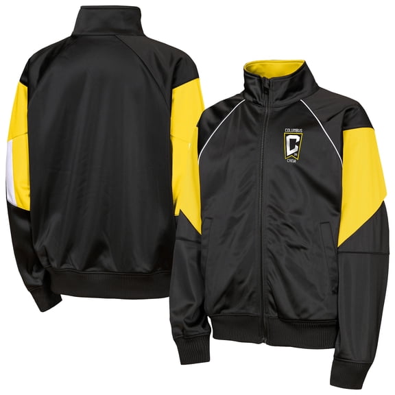 Youth Outerstuff Black/Yellow Columbus Crew Color Blocked Full-Zip Track Jacket