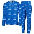 thumbnail image 1 of Youth Outerstuff Blue Detroit Lions All-Over-Print Long Sleeve T-Shirt and Pants Sleep Set, 1 of 5