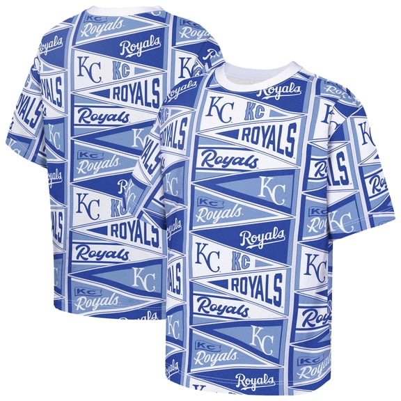 Youth Outerstuff  Blue Kansas City Royals All-Over Pennant T-Shirt